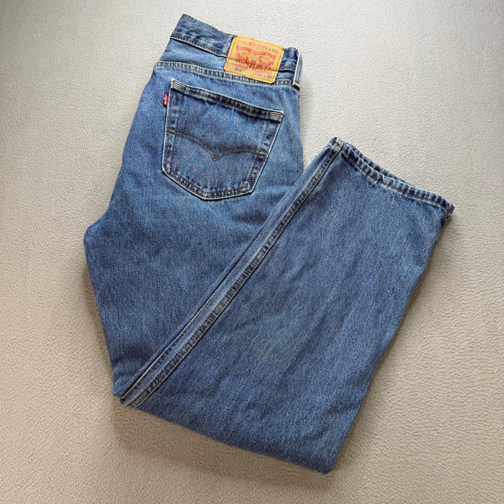 Levis 505 Regular Fit Jeans Men 34x30 (FIT 33x29) Blue Cotton Straight Leg Denim